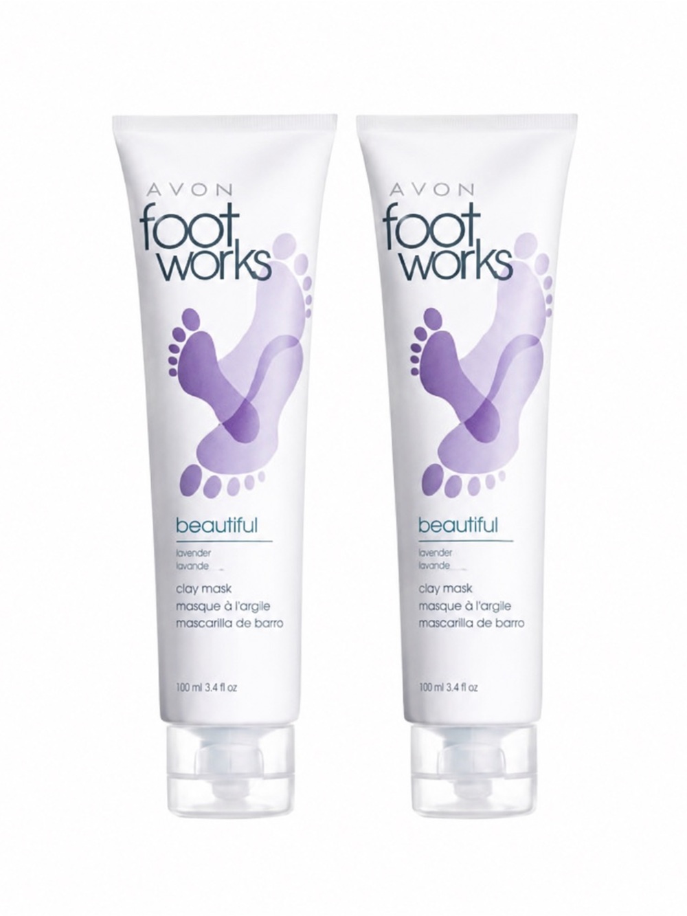 AVON FOOTWORKS 2 PK LAVENDER CLAY MASK (NEW WITH TAGS)